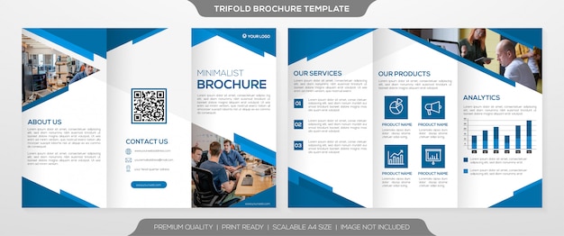 Plantilla de folleto tríptico empresarial con un estilo minimalista limpio