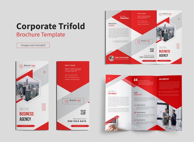 Plantilla de folleto tríptico de negocios corporativos con vector