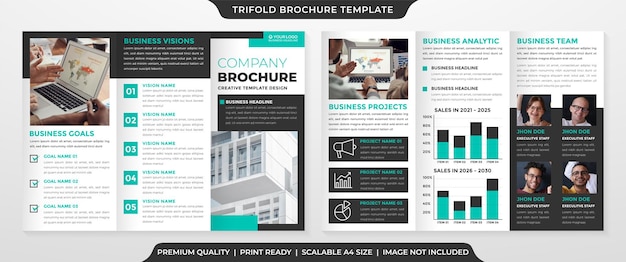 plantilla de folleto tríptico de negocios con estilo minimalista y moderno
