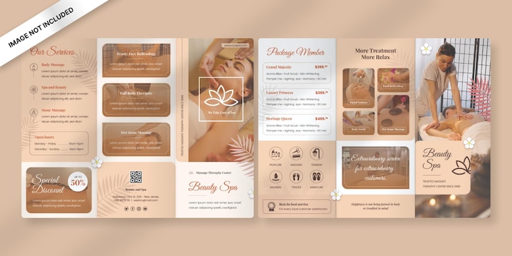 Vector plantilla de folleto tríptico de spa de belleza