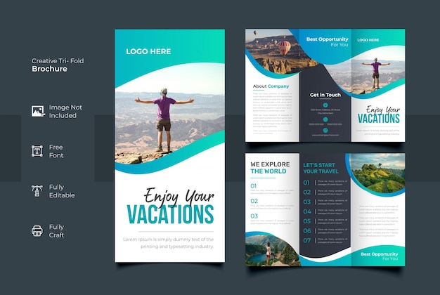 Plantilla de folleto tríptico de viaje