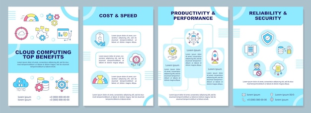 Plantilla de folleto turquesa de los principales beneficios de la computación en la nube