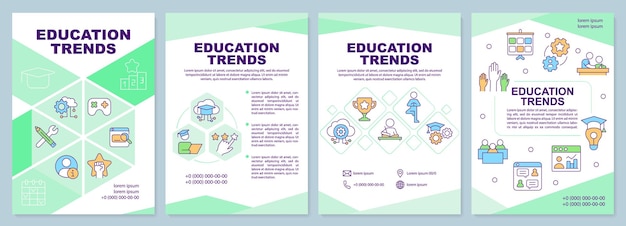 Vector plantilla de folleto verde de tendencias educativas