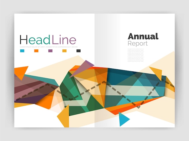 Plantilla de folleto de volante de informe anual de triángulos y líneas