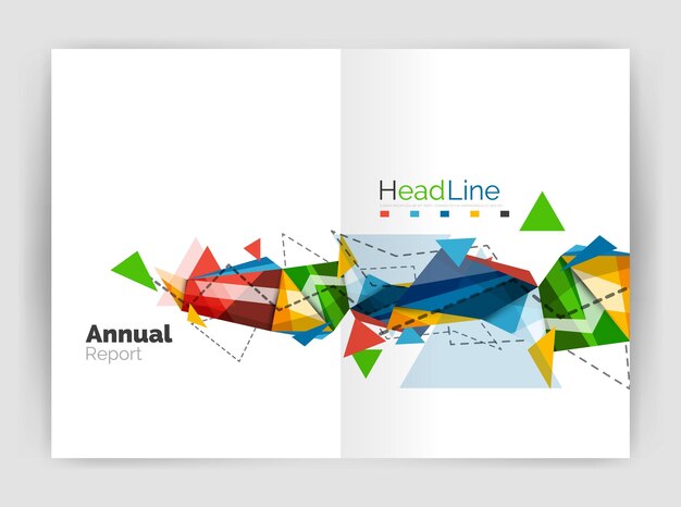 Plantilla de folleto de volante de informe anual de triángulos y líneas