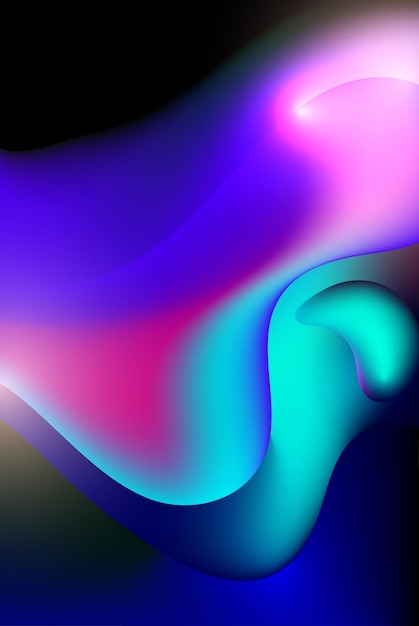plantilla de fondo abstracta salpicaduras de formas 3D líquidas y colores de gradiente en azul y rosa