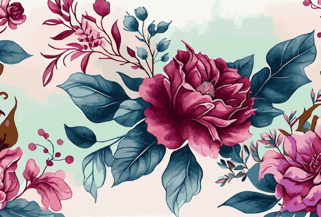 Plantilla de fondo de arte floral abstracto Diseño de arte de línea de pincel de flores dibujadas a mano de acuarela botánica Vector