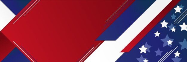 Plantilla de fondo de bandera azul y roja americana. Bandera de la nación americana con vector de independencia y libertad de bandera nacional. Celebración del día del país de Estados Unidos. Fondo patriótico con ondeando la bandera americana