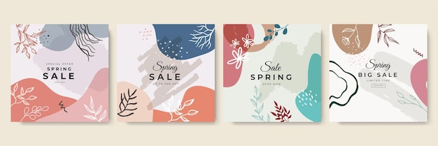Plantilla de fondo de banner de venta de primavera con flores de colores se puede usar tarjeta de redes sociales cupón papel tapiz folletos invitación carteles folleto