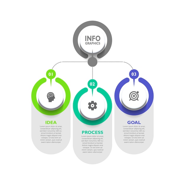 Plantilla de fondo circular infográfico de proceso