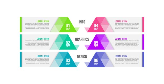 Plantilla de fondo colorido de infografía de proceso de triángulo