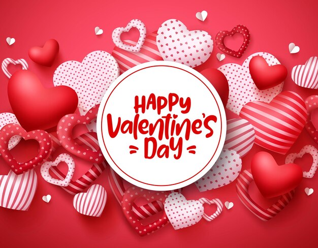 Plantilla de fondo de corazones de vector de día de San Valentín Texto de saludo de feliz día de San Valentín
