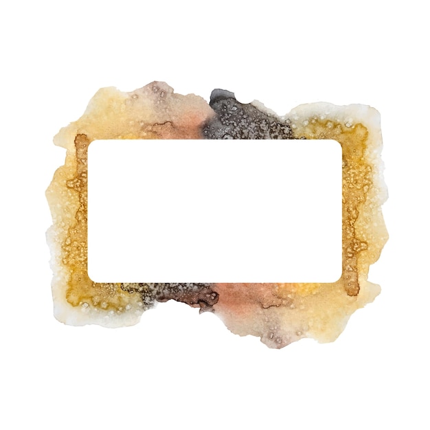 Plantilla de fondo cuadrado de acuarela con manchas de manchas naranjas amarillas