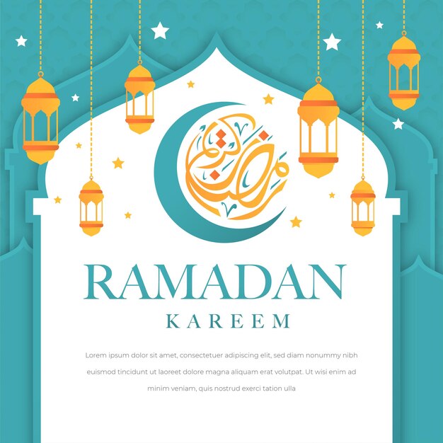 Plantilla de fondo cuadrado ramadan kareem con linterna árabe