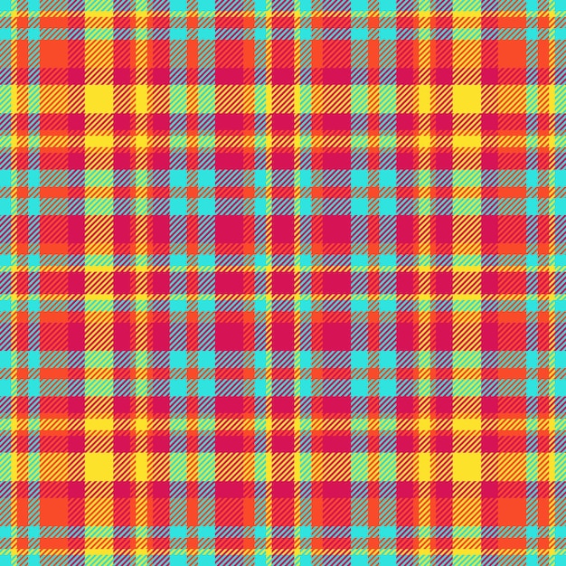 plantilla fondo a cuadros vestido sin costuras tela de control tartan textura vectorial larga patrón textil en colores rosa y rojo