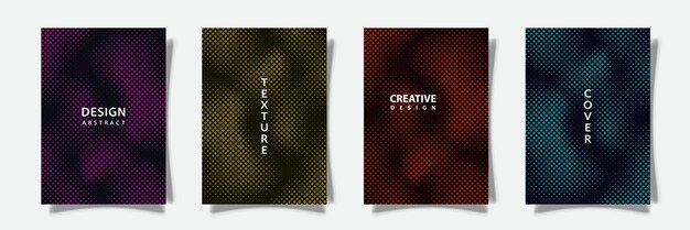 Plantilla de fondo de cubierta de textura abstracta de semitono diseño futurista conjunto gráfico vectorial de colección