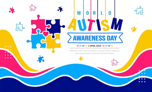 Vector plantilla de fondo del día mundial de concientización sobre el autismo celebrado el 2 de abril para pancarta de fondo