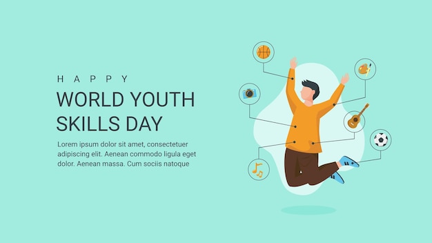 Plantilla de fondo del día mundial de las habilidades juveniles