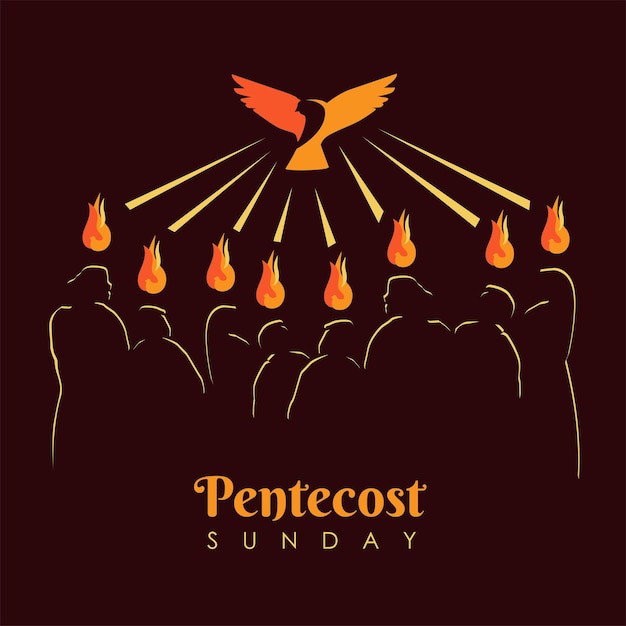 Vector plantilla de fondo de domingo de pentecostés diseño plano