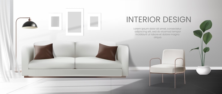 Vector plantilla de fondo de elementos interiores realistas