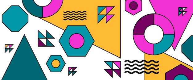 Plantilla de fondo de estilo geométrico plano abstracto vectorial de banner de colores para diseño web presentación de negocios encabezado de sitio web invitación de fondo