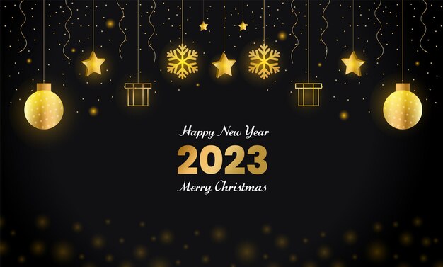 Plantilla de fondo de feliz año nuevo 2023 y feliz Navidad