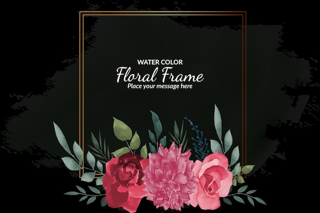 Plantilla de fondo floral con hermosas flores y hojas de acuarela Vector gratis