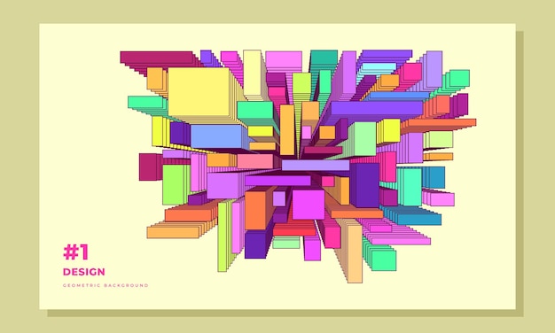 Plantilla de fondo geométrico colorido abstracto espacio de copia Diseño de fondo cuadrado isométrico