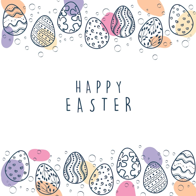 Plantilla de fondo de huevos de Pascua con encuadre y copia espacio