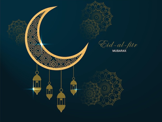 Plantilla de fondo de ilustración de luna de diseño elegante colorido EidMubarak