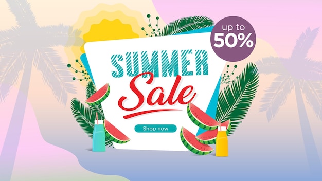 Plantilla de fondo de ilustración de vector de banner de gran venta de verano