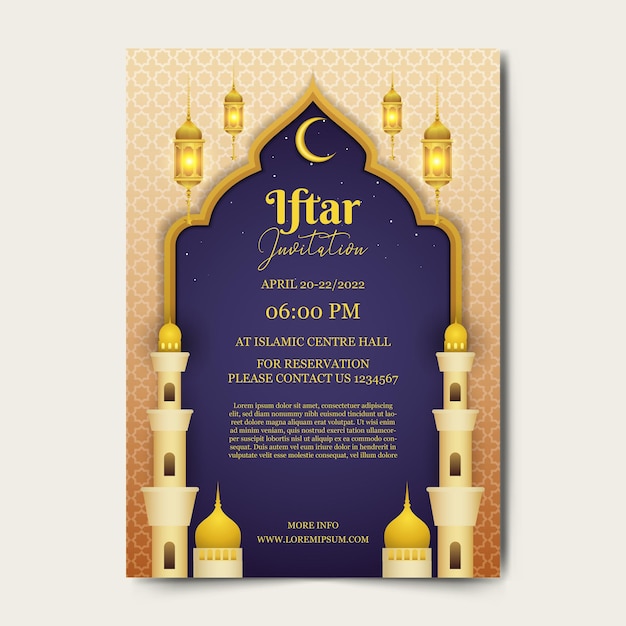 Plantilla de fondo de invitación iftar ramadan kareem