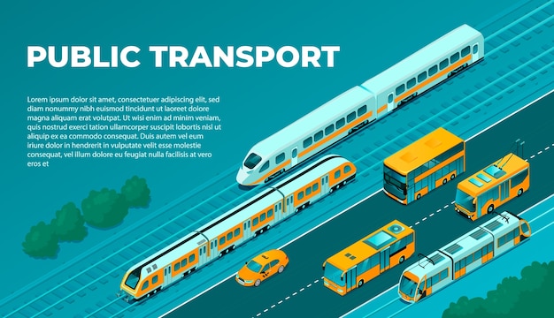 plantilla de fondo isométrico para el transporte público