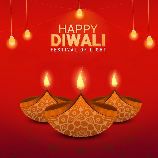 Plantilla de fondo de lámpara olin decorativa hermosa feliz diwali diya