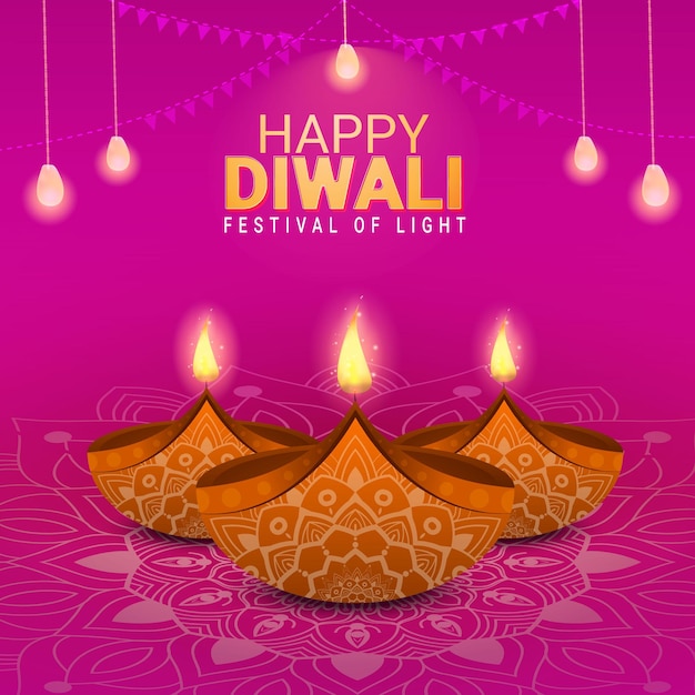 Plantilla de fondo de lámpara olin decorativa hermosa feliz diwali diya