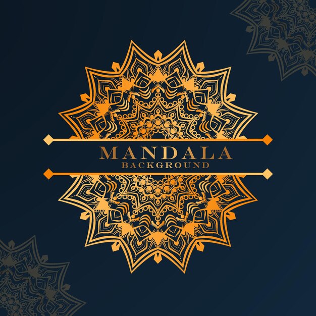 Plantilla de fondo de mandala de lujo con flores doradas