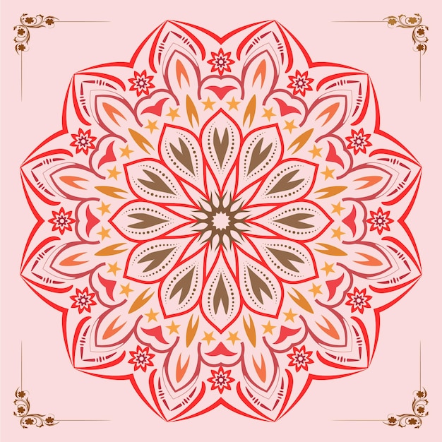 Plantilla de fondo de mandala de lujo rojo
