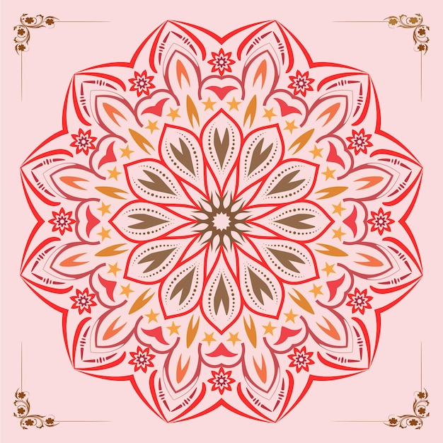 Plantilla de fondo de mandala de lujo rojo