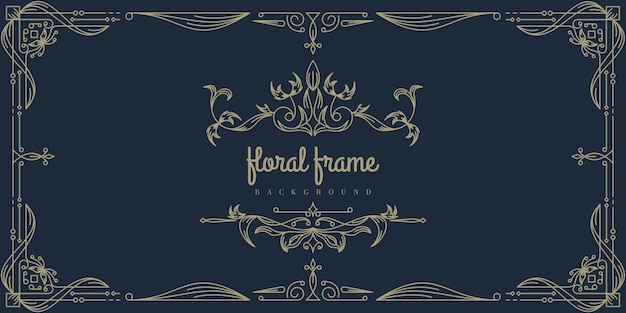 Plantilla de fondo de marco floral dorado premium