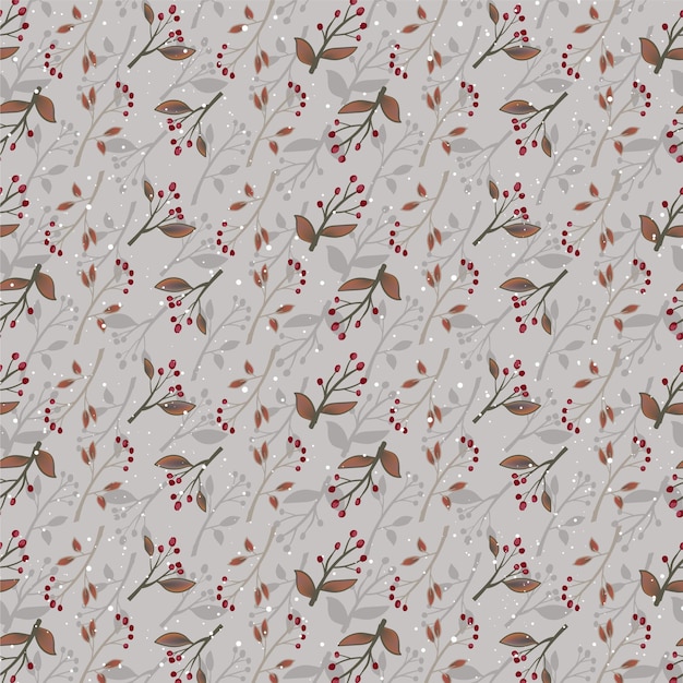 Plantilla de fondo navideño con estampado de flora