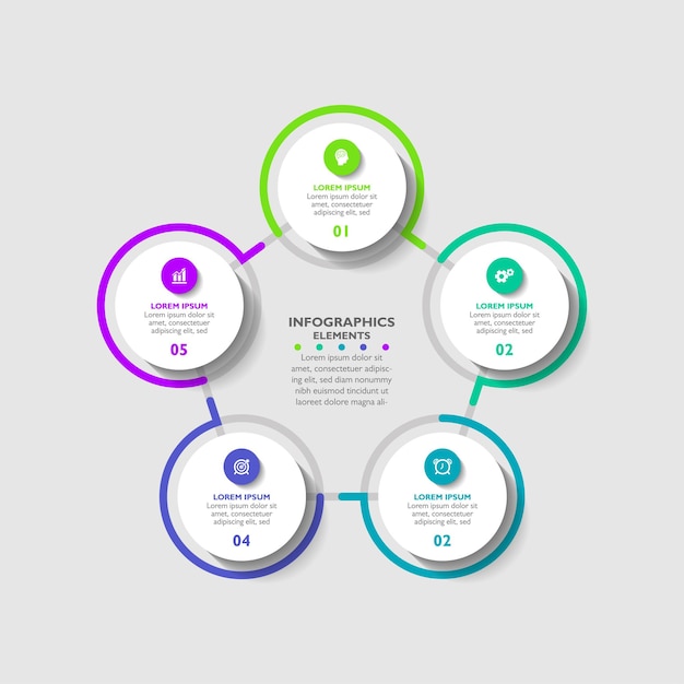 Plantilla de fondo de negocio infográfico de diagrama circular plano colorido