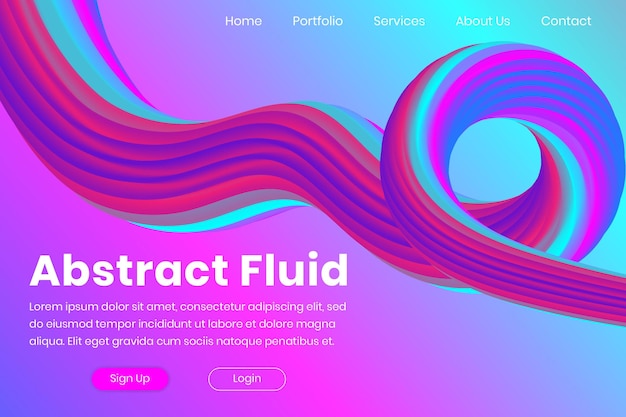 Plantilla de fondo de página de destino abstracta futurista de forma fluida 3d