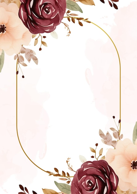 Plantilla de fondo pintada a mano en acuarela blanca y roja beige para Invitación con flora y flor