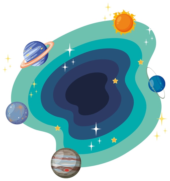 Vector plantilla de fondo de planetas en el espacio