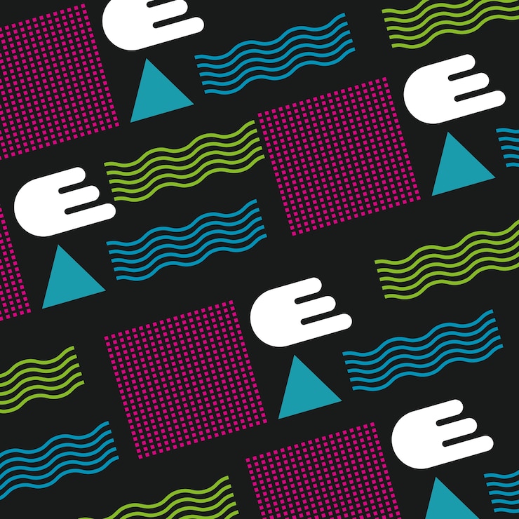 Vector plantilla de fondo retro de moda geométrica patrones sin fisuras de memphis