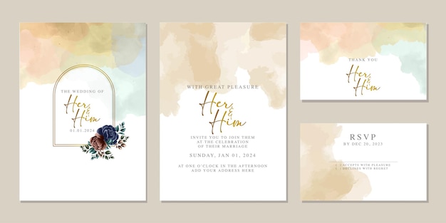 Plantilla de fondo de tarjeta de invitación de boda de flores hermosas de lujo