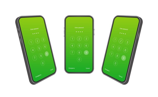 Plantilla de fondo de teléfono inteligente de contraseña de autenticación de bloqueo de pantalla Ilustración de ID de teléfono