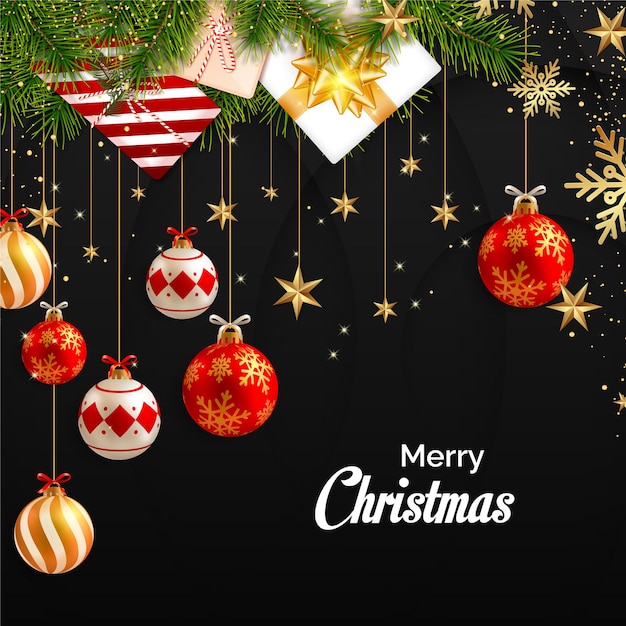 Plantilla de fondo de vector colgante de Navidad Texto de tipografía de saludo de Navidad feliz