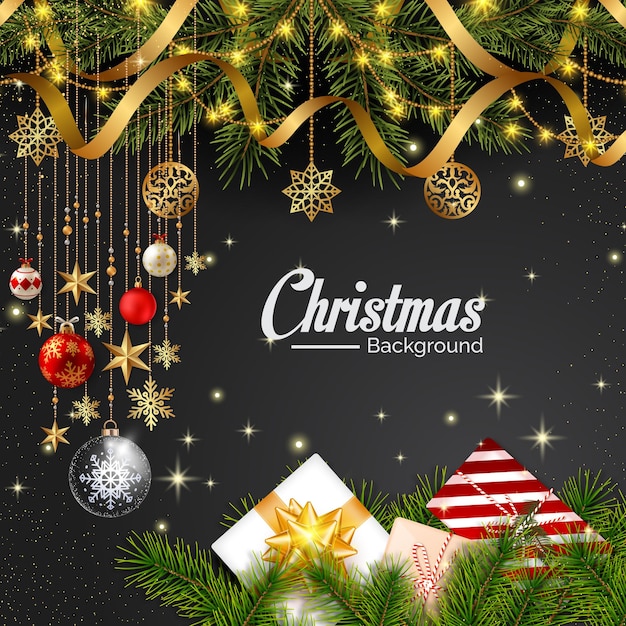 Plantilla de fondo de vector colgante de Navidad Texto de tipografía de saludo de Navidad feliz