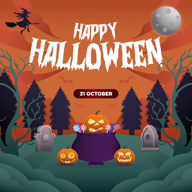 Plantilla De Fondo Vector Cuadrado Feliz Halloween